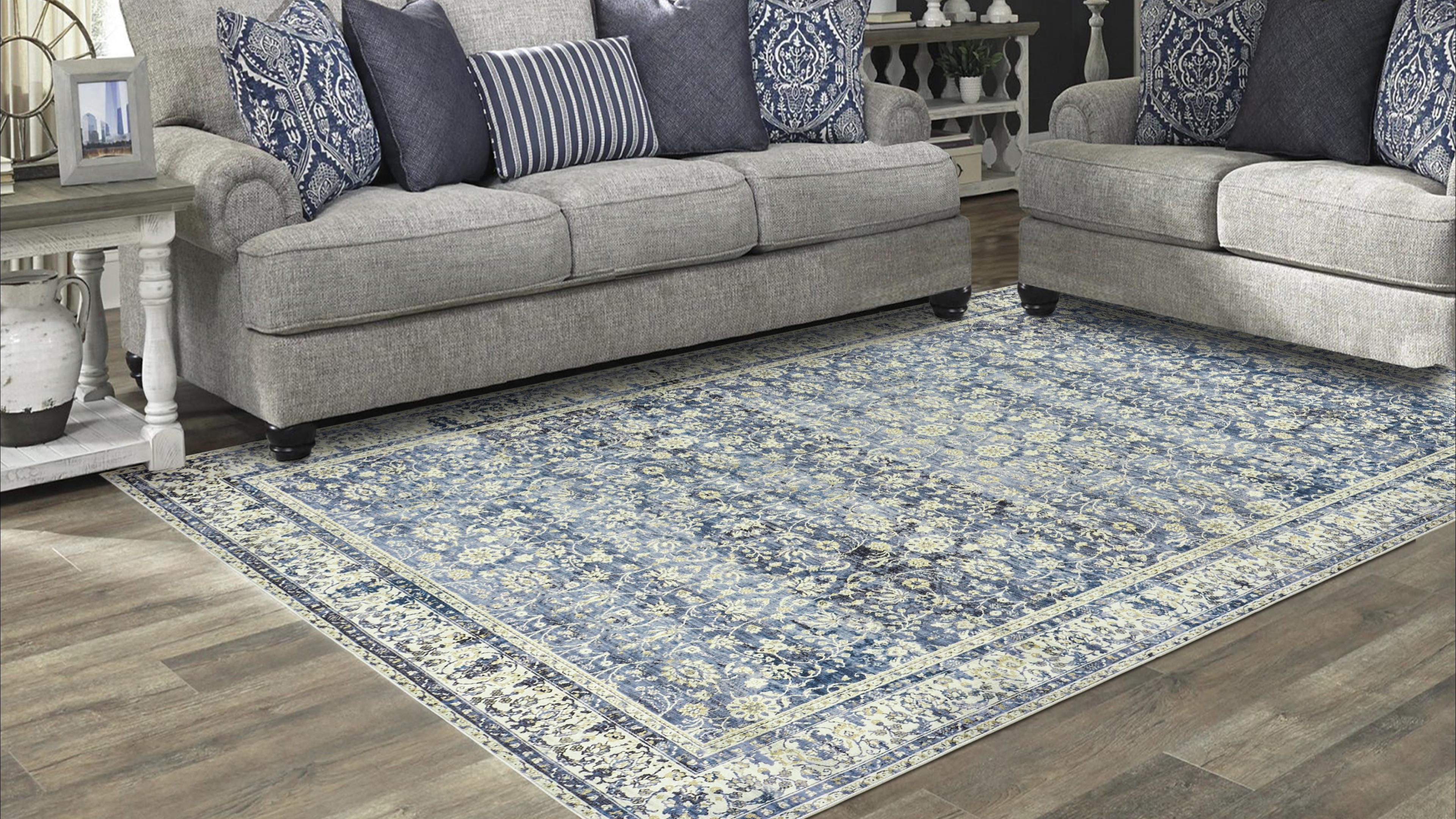 Amazon.com: BILEEHOME Vintage Blue Kitchen Rugs 2x3 Dark Blue
